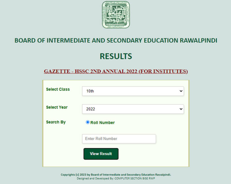 BISE Rawalpindi Board 10th Class Result 2024 By Name