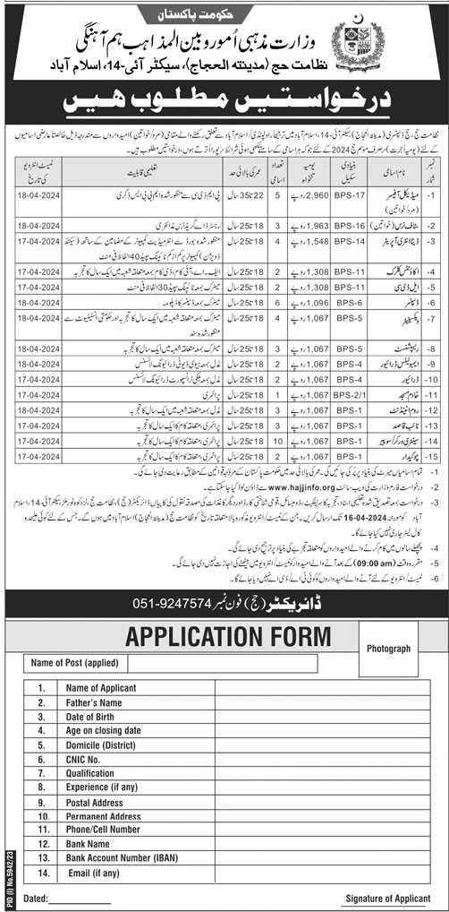 Ministry of Religious Affairs job advertisement