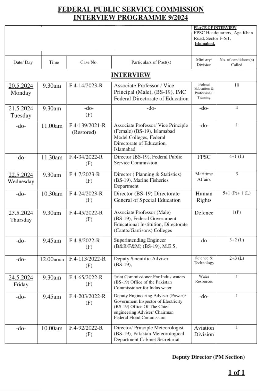 Federal Public Service Commission Interview program